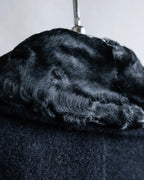 "Max Mara"
 Swakara fer collar oversized wrap style chester coat