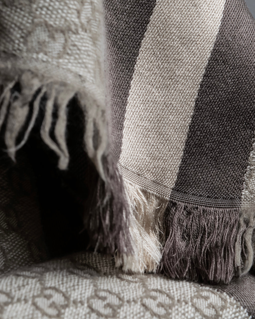 "GUCCI" GG monogram logo pattern fringe design stole