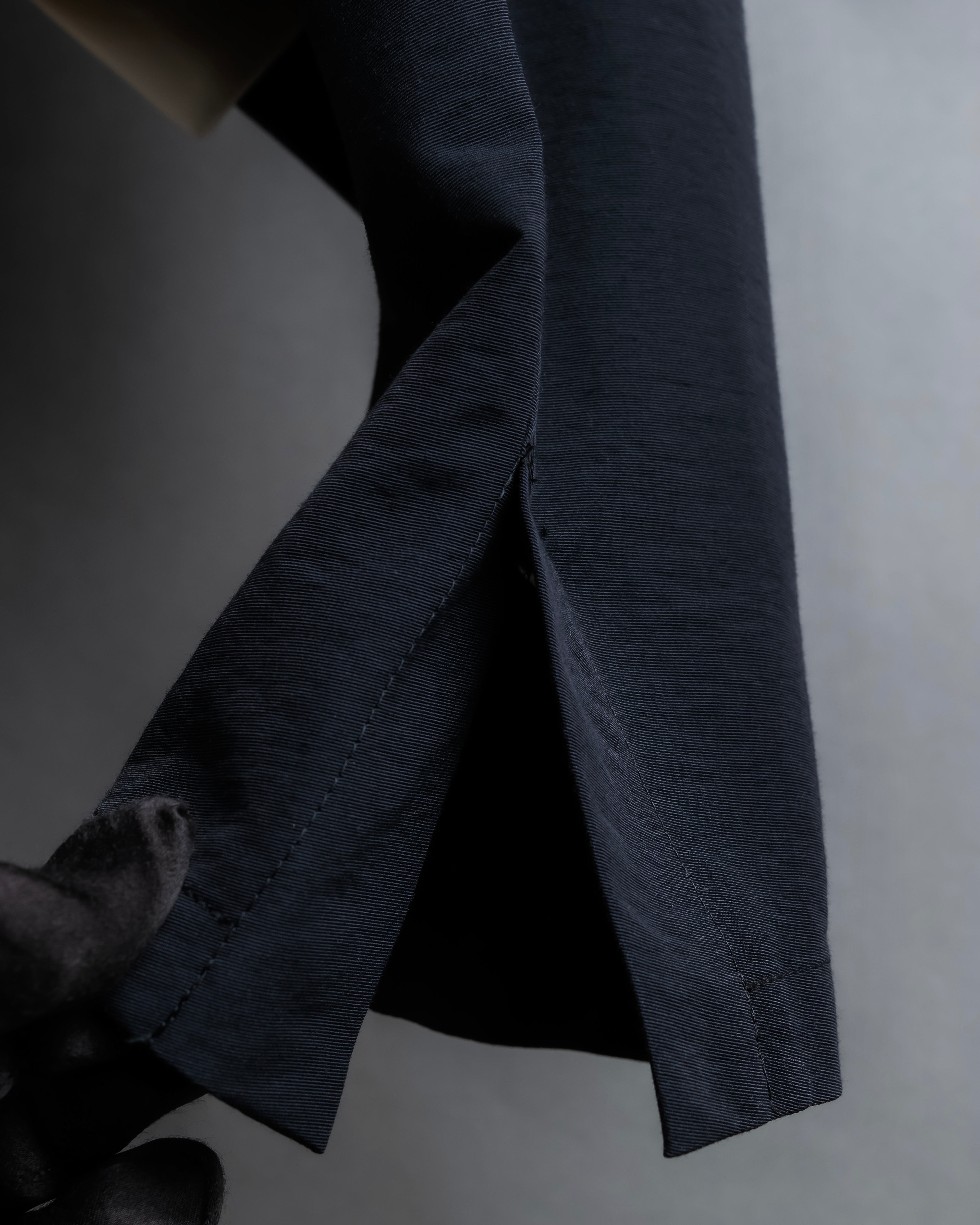 "LIMI feu" Cleric design inverted V-shaped hem short length jacket