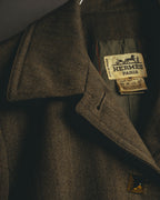–SPECIAL– "Hermès" 70's-80's Equestrian wool tailored jacket