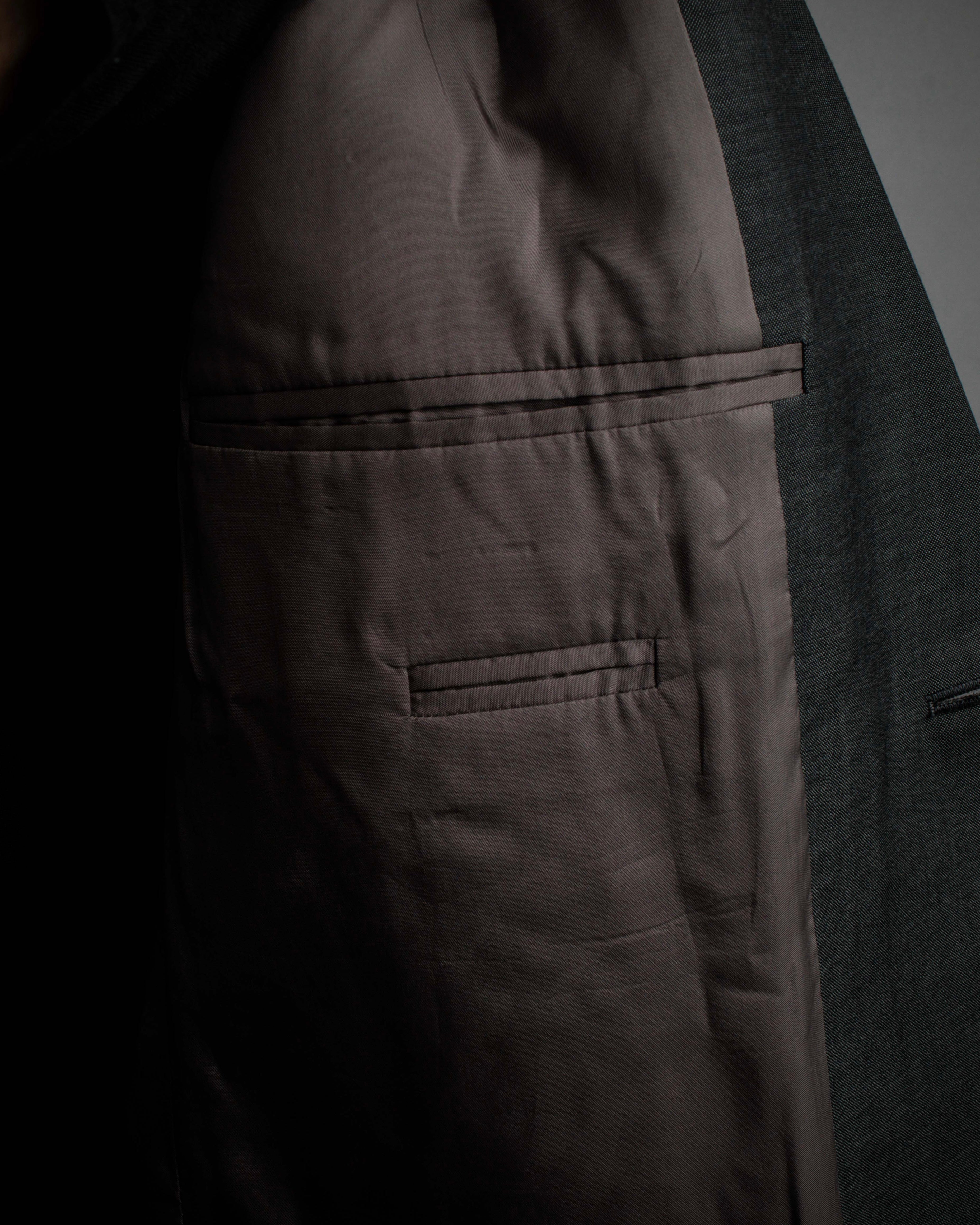 "HUGO BOSS" Fine-gauge wool khaki gray set up