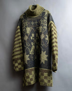 "FENDI" Artistic all over print oversized turtleneck knit