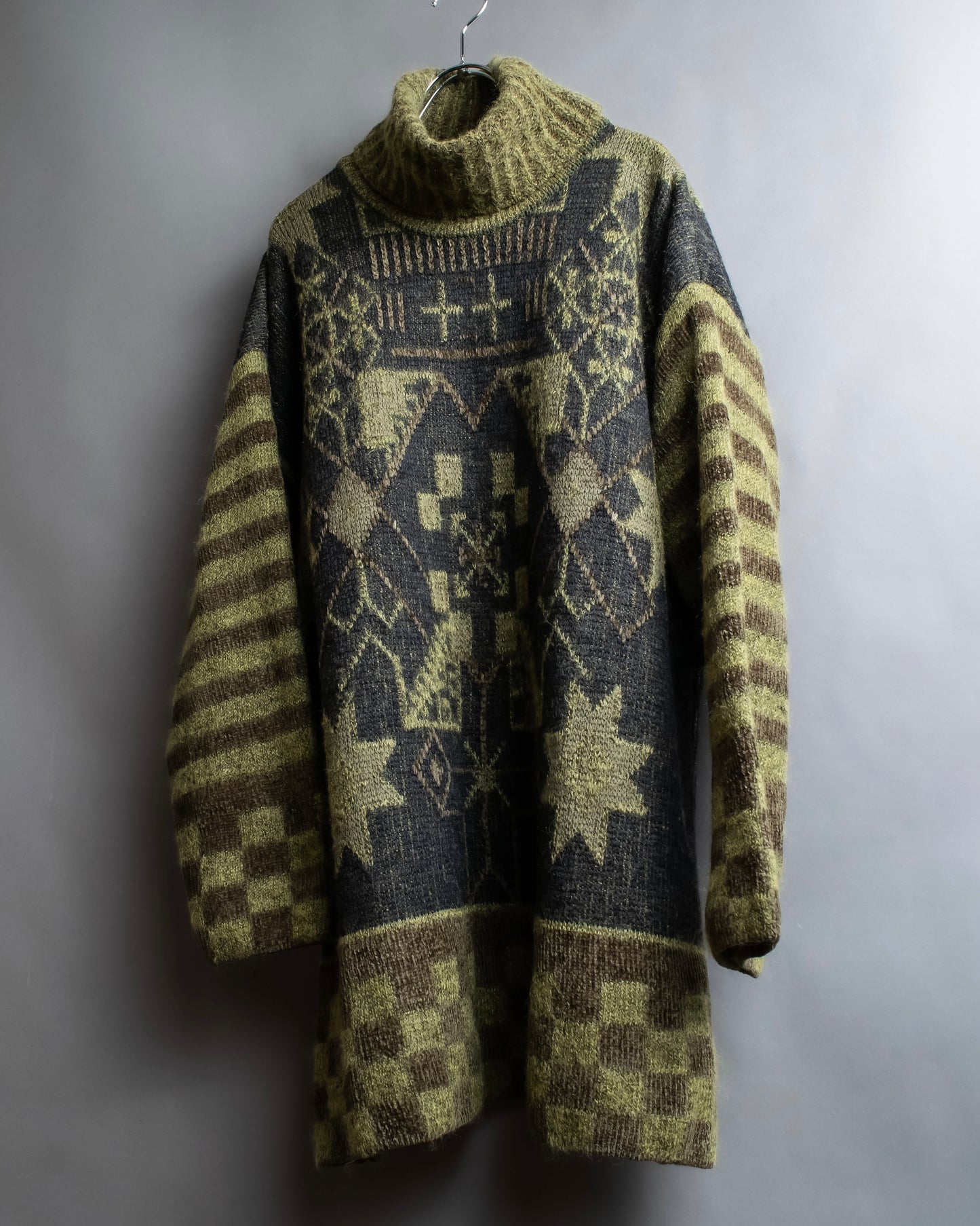 "FENDI" Artistic all over print oversized turtleneck knit