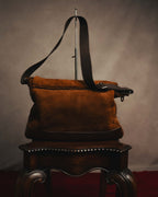 -SPECIAL- "Yves Saint Laurent" 00's Luxurious shearling double buckle messenger bag