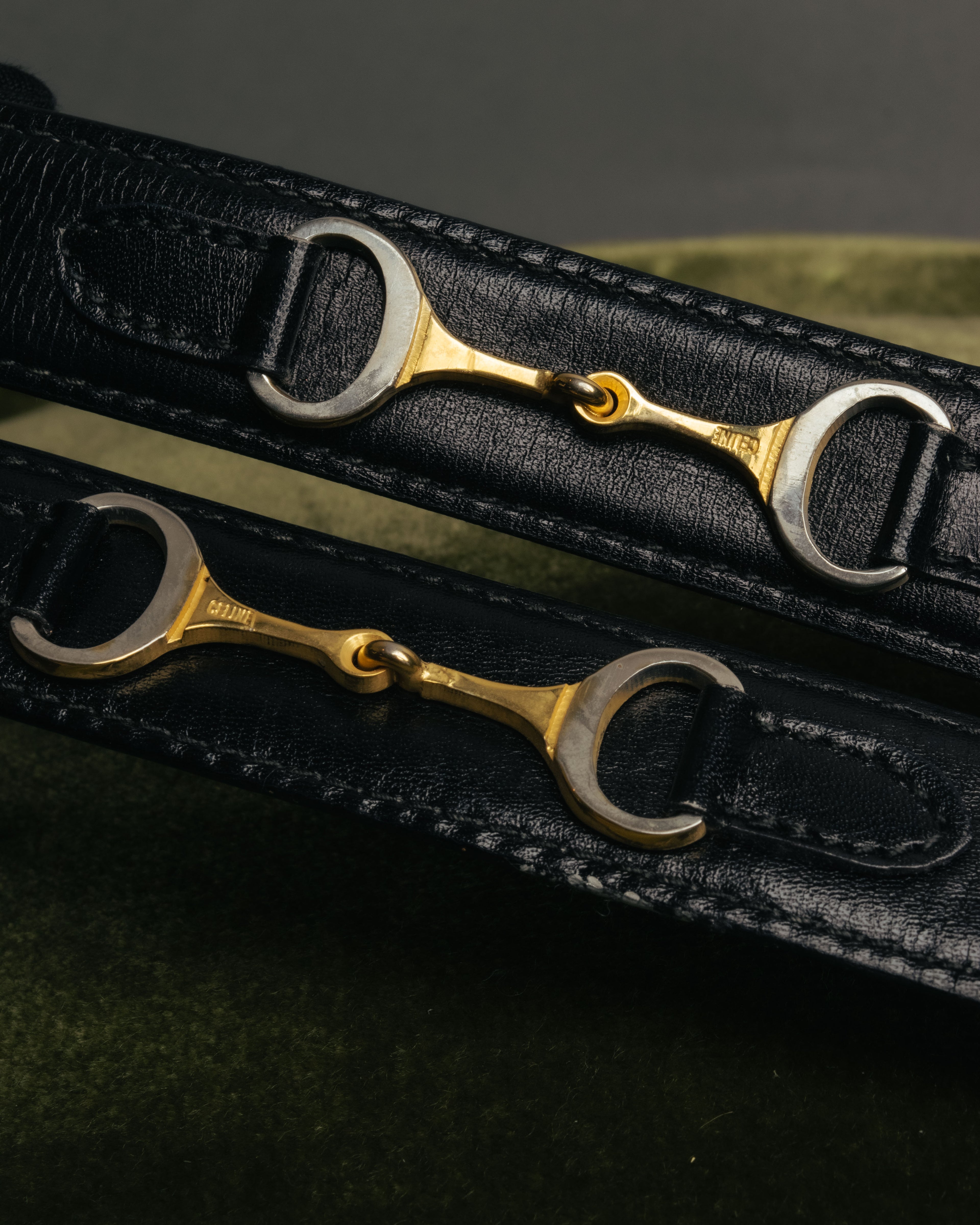 “CÉLINE” 70’s-80’s horsebit chain leather belt