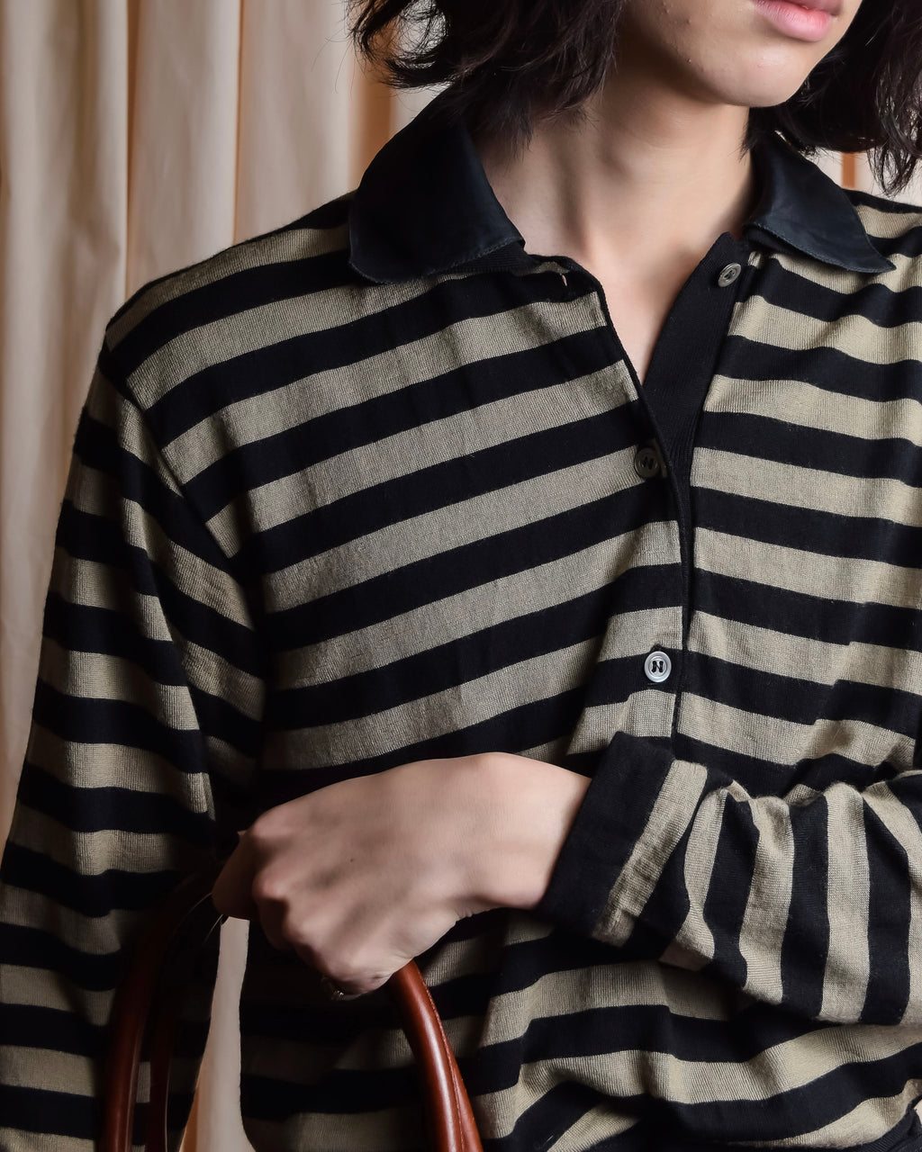 "GIANFRANCO FERRE" Striped contrast collar knit polo