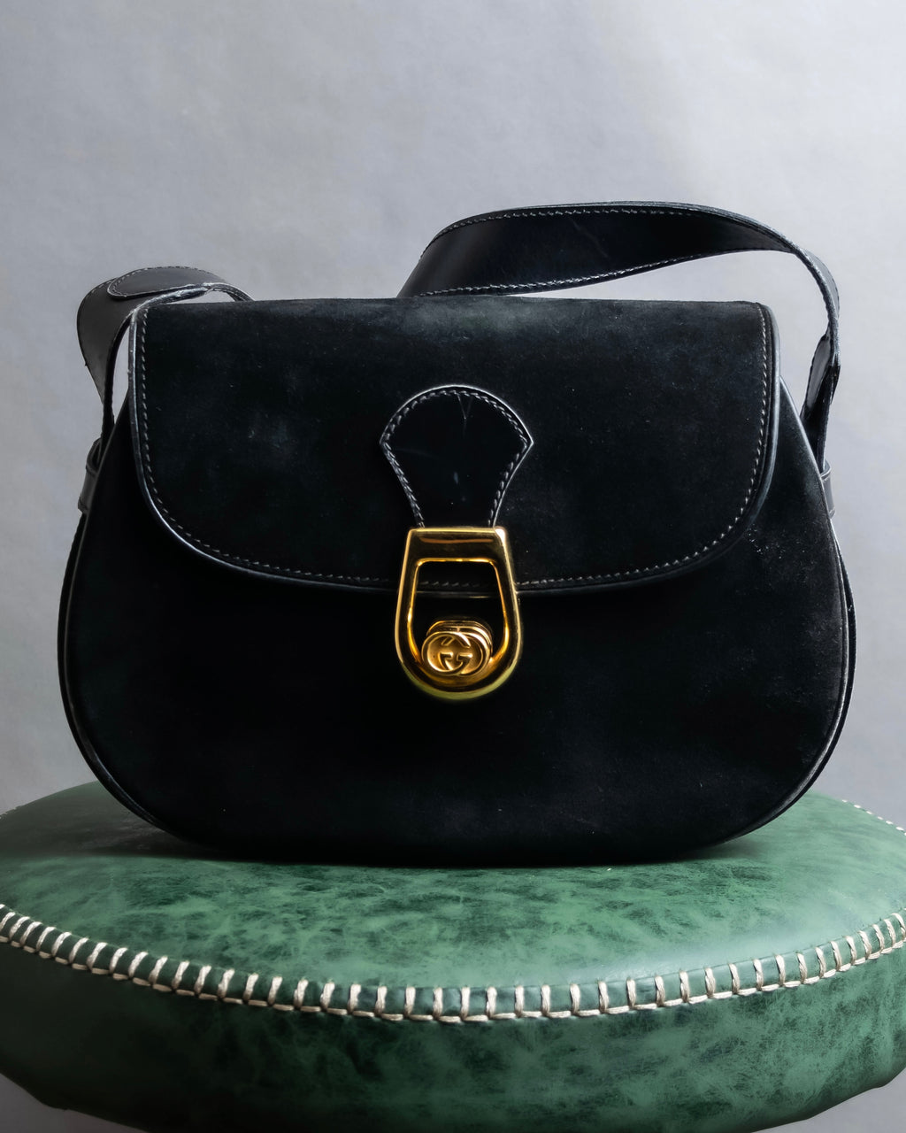 "GUCCI" Interlocking G design suede bag