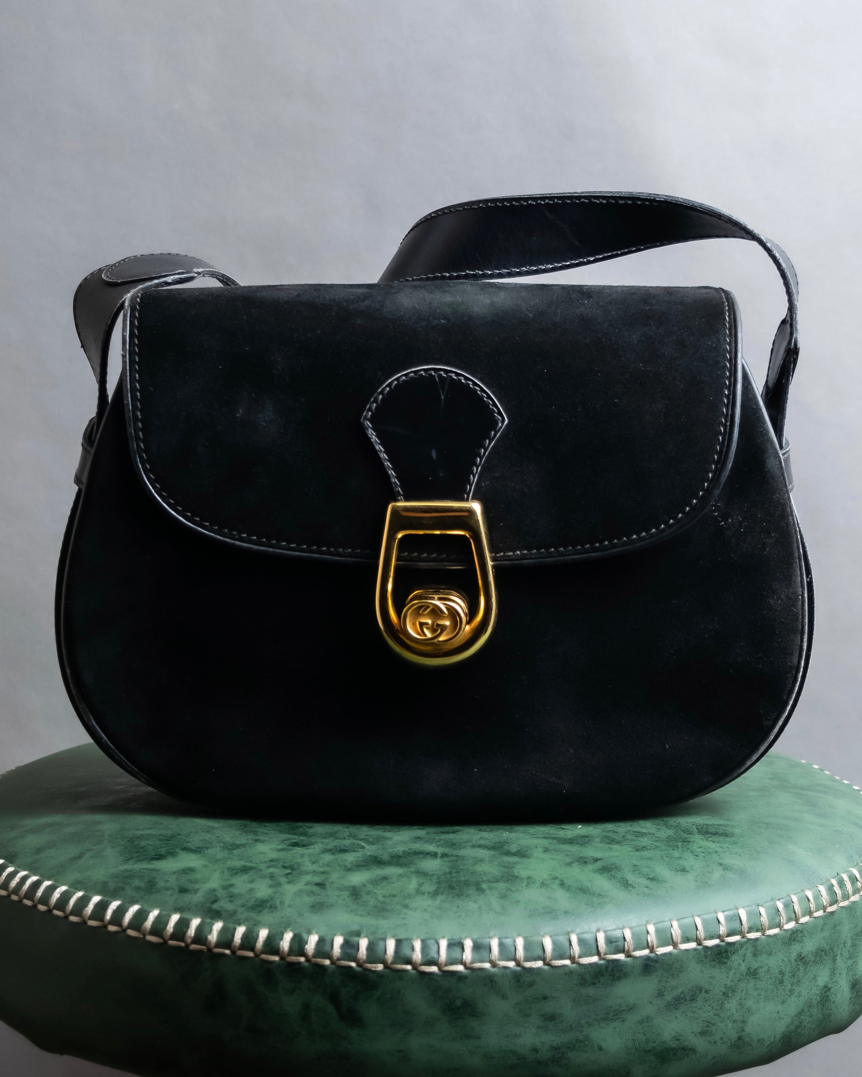 "GUCCI" Interlocking G design suede bag