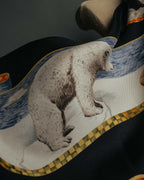 "Salvatore Ferragamo" 90's-00's Vintage arctic fauna and scrolling ribbon silk scarf