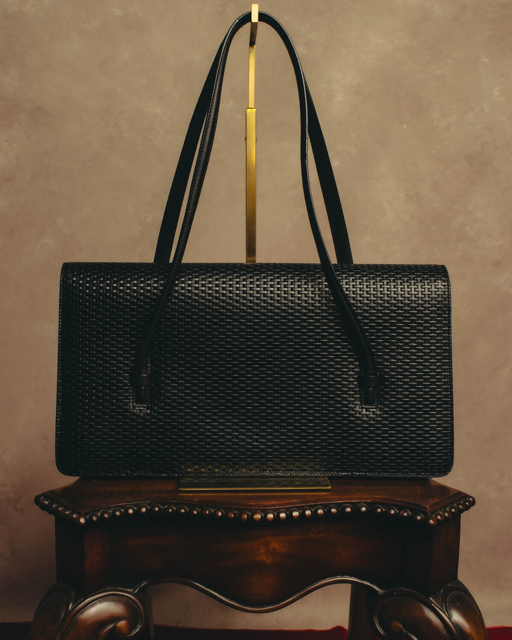"Salvatore Ferragamo" 90's-00's Woven leather shoulder handbag