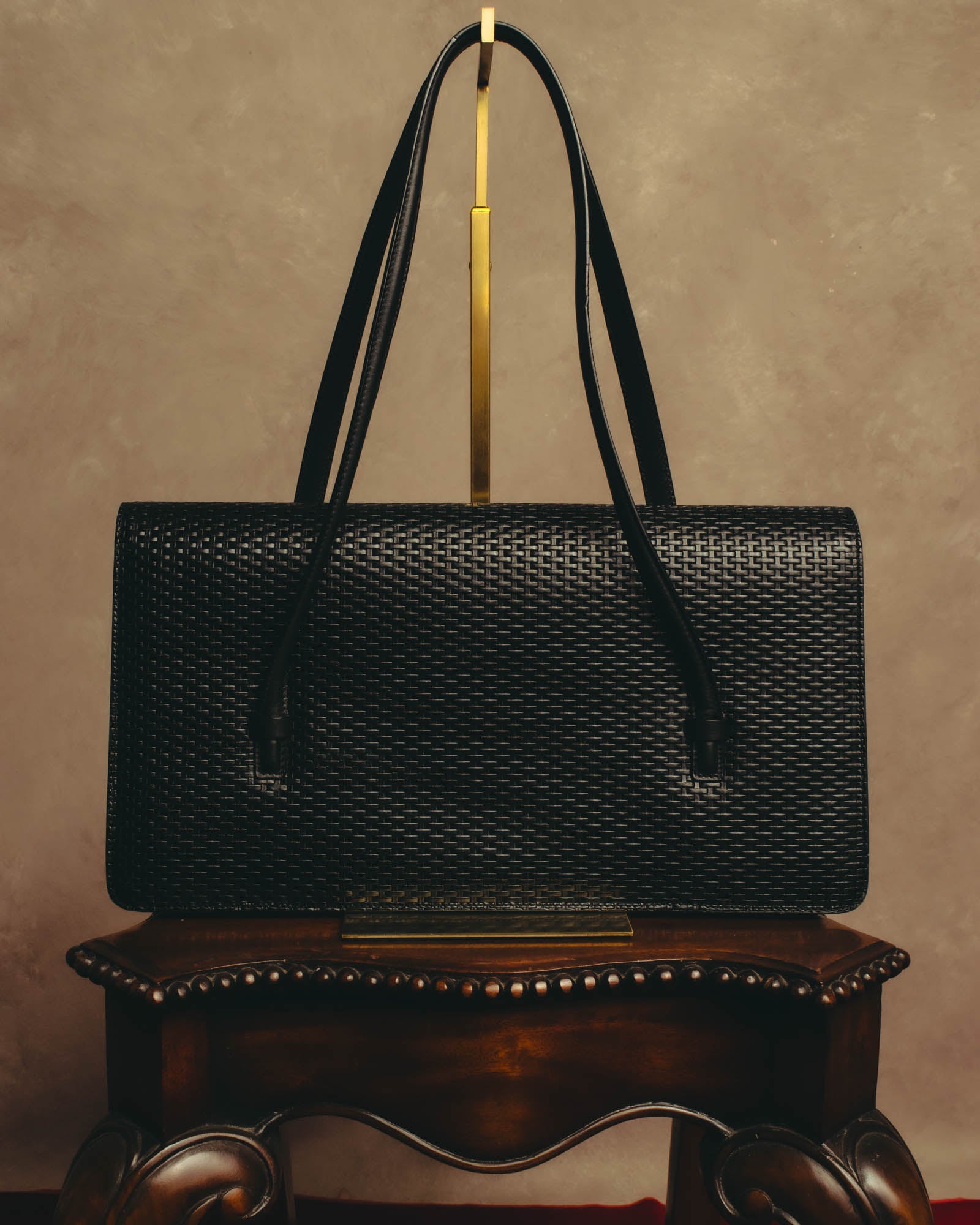 "Salvatore Ferragamo" 90's-00's Woven leather shoulder handbag