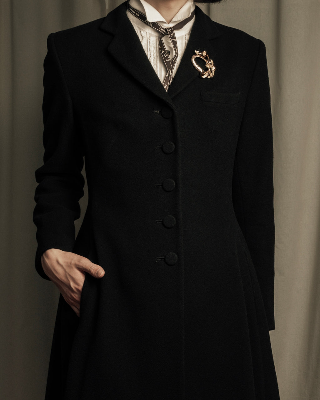 -SPECIAL- "JEAN PAUL GAULTIER"
 90's-00's Waist shape A-line silhouette black color super long coat