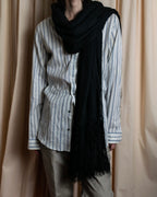 "GIORGIO ARMANI" Waffle low gauge knit fringe design stole