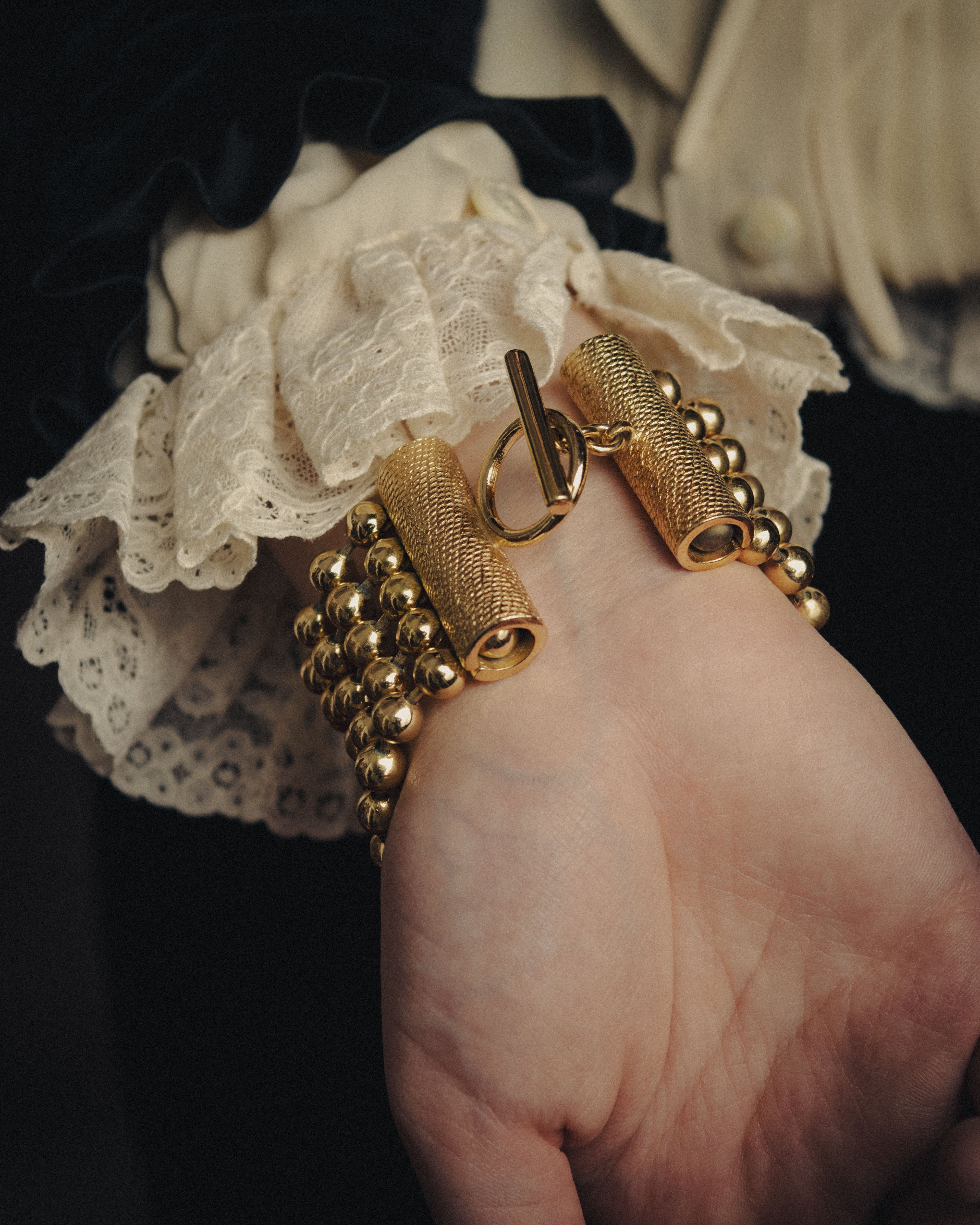 -SPECIAL- “Christian Dior” 70’s-80’s Five strand gold ball chain bracelet