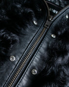 "HERMITAGE" Box silhouette double zipper fur blouson