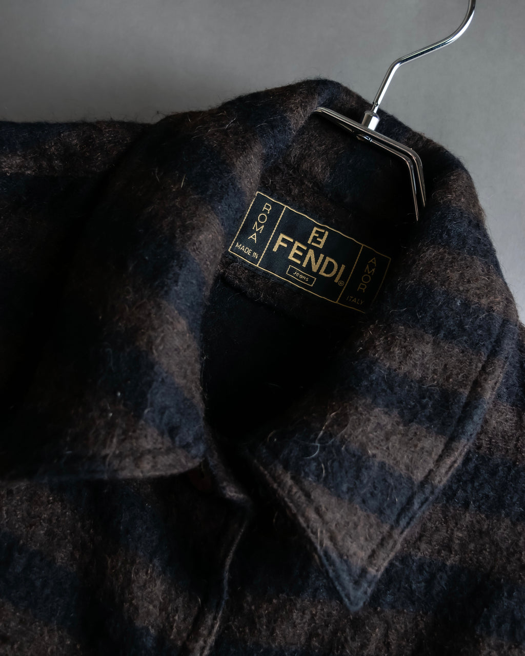 "FENDI" Pecan stripe pattern A-line silhouette coat