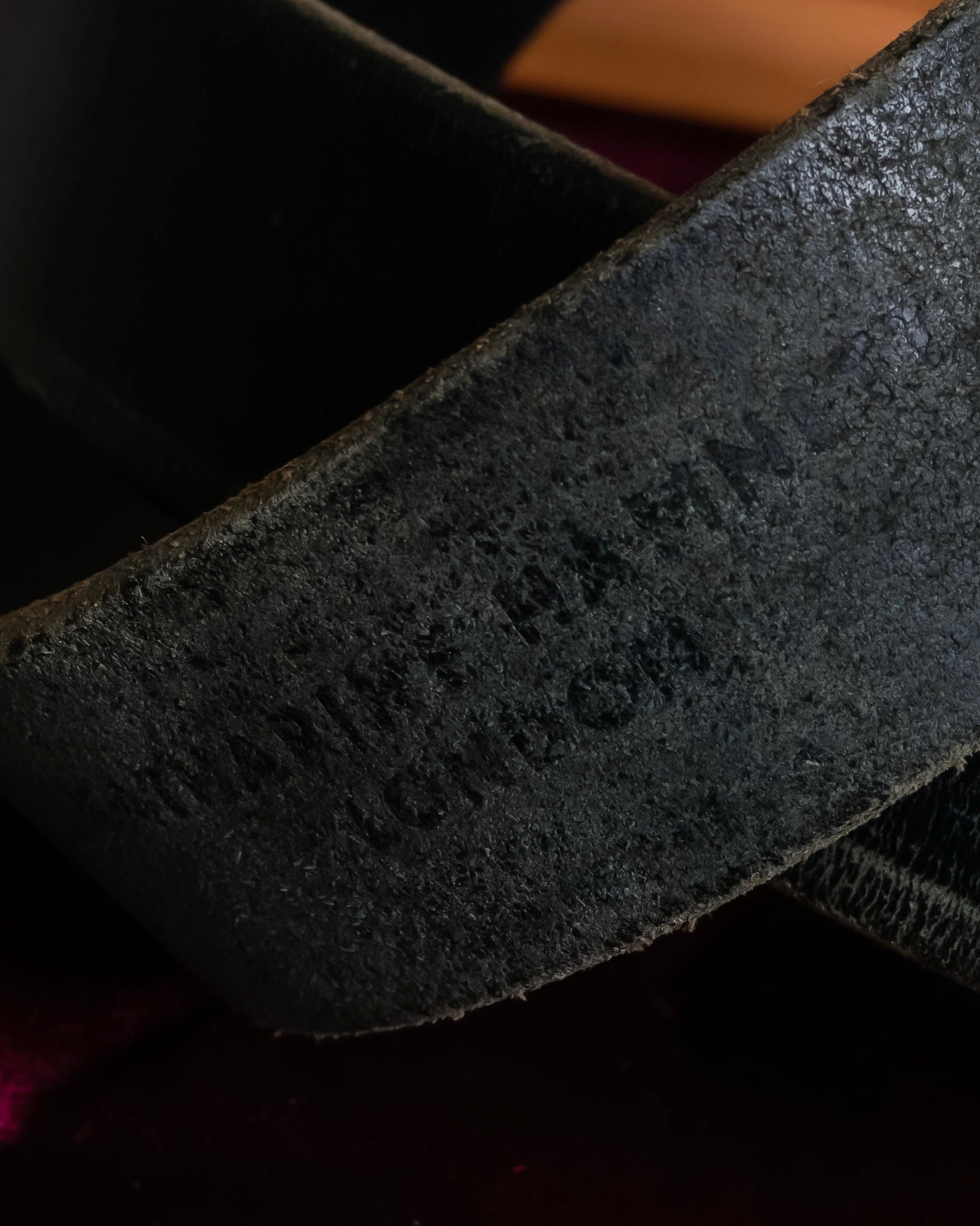 "KATHARINE HAMNETT" Vintage aged silver buckle leather belt