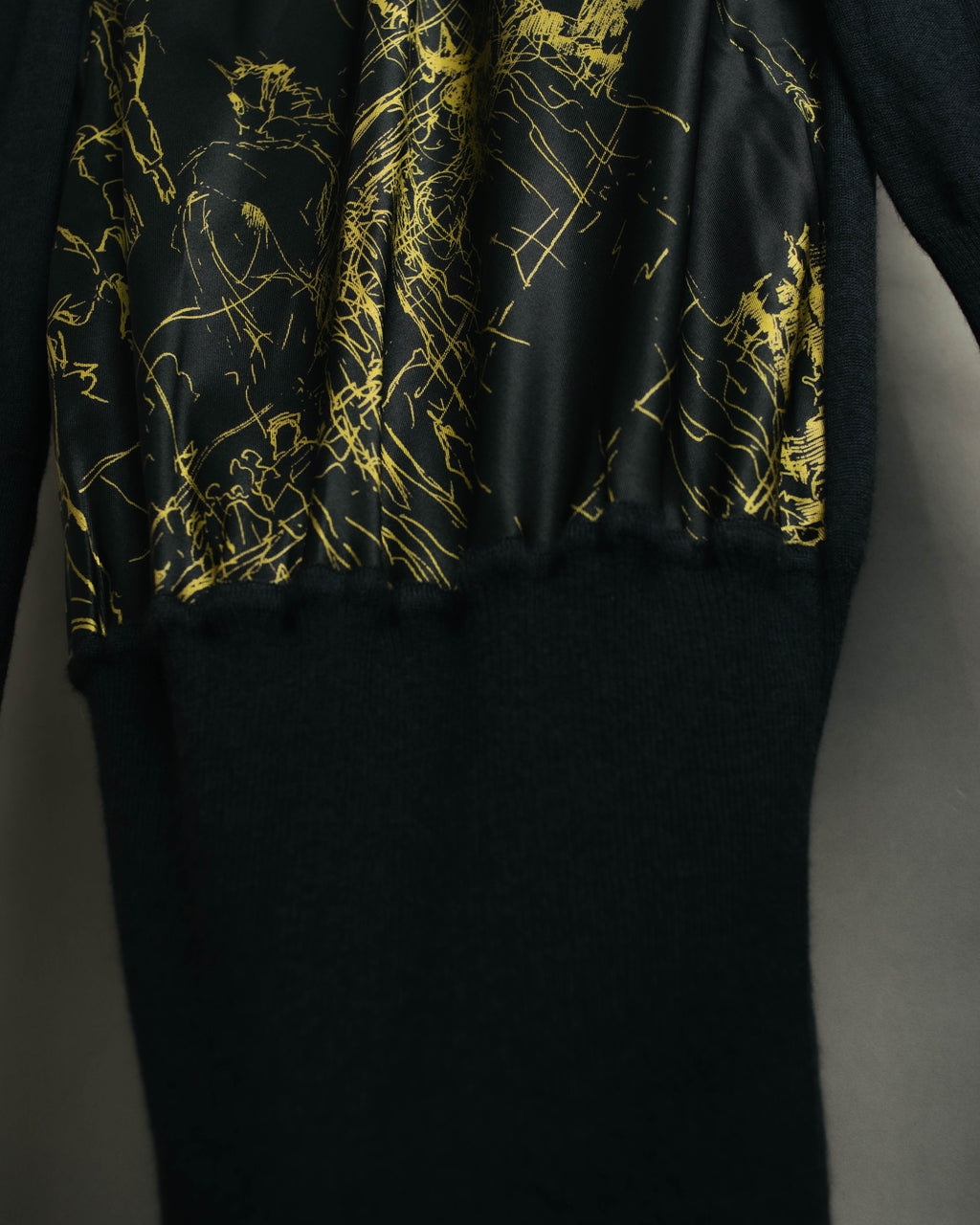 "Hermès" 00's Horse sketch print silk-paneled cashmere blend knit sweater