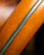 "HERMES" Brown leather＆metal line combination bangle