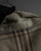 "BURBERRYS" Windowpane pattern tweed tailored jacket