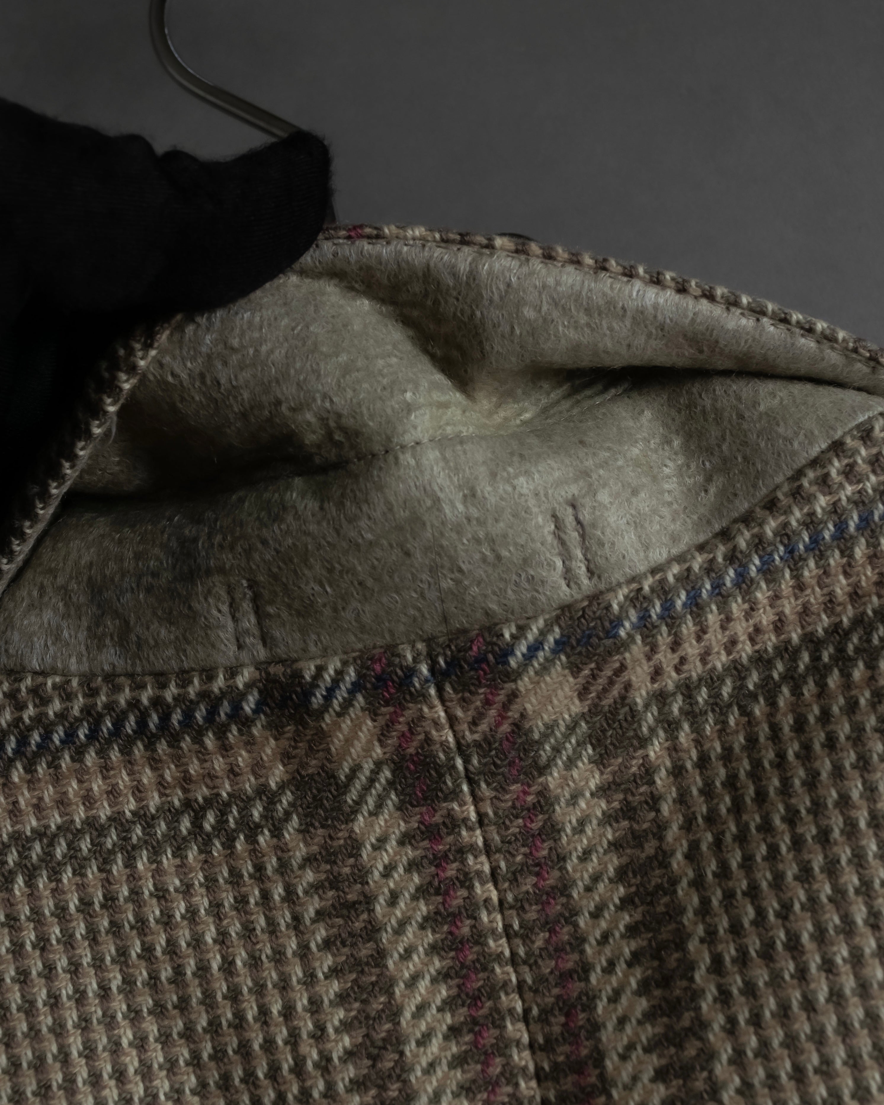 "BURBERRYS" Windowpane pattern tweed tailored jacket