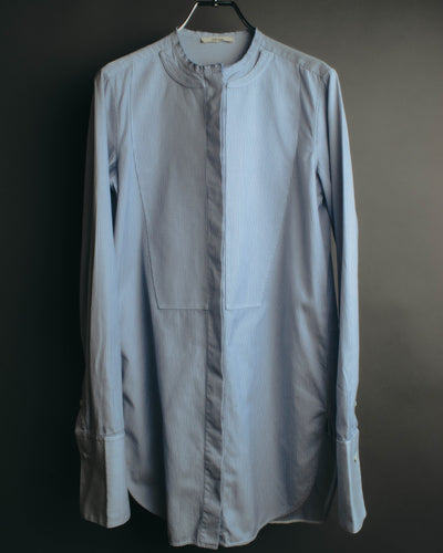 "CÉLINE" 10's Textured cotton collarless tunic shirt