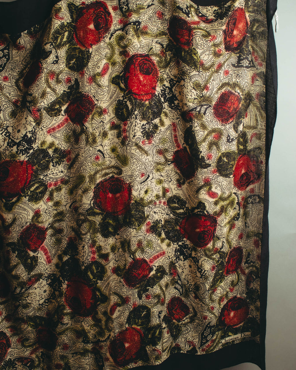 "Christian Dior" 80's-90's Floral paisley patterned large scarf