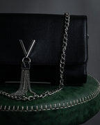 "VALENTINO" Textured leather V tassel chain shoulder bag