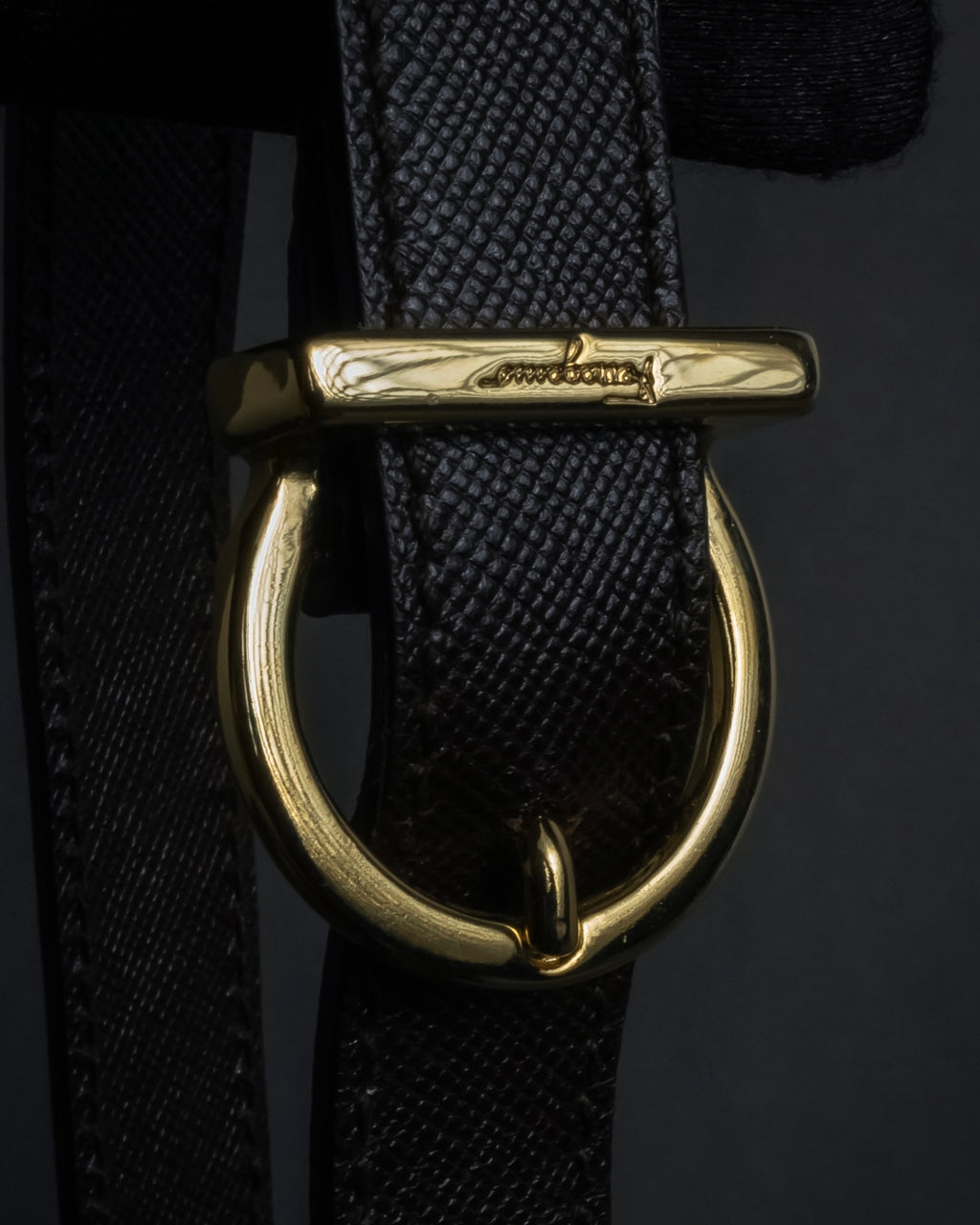 "Salvatore Ferragamo" Structured Gancini 2way dark brown leather bag