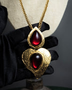 "YVES SAINT LAURENT" Vintage drop motif gold chain necklace