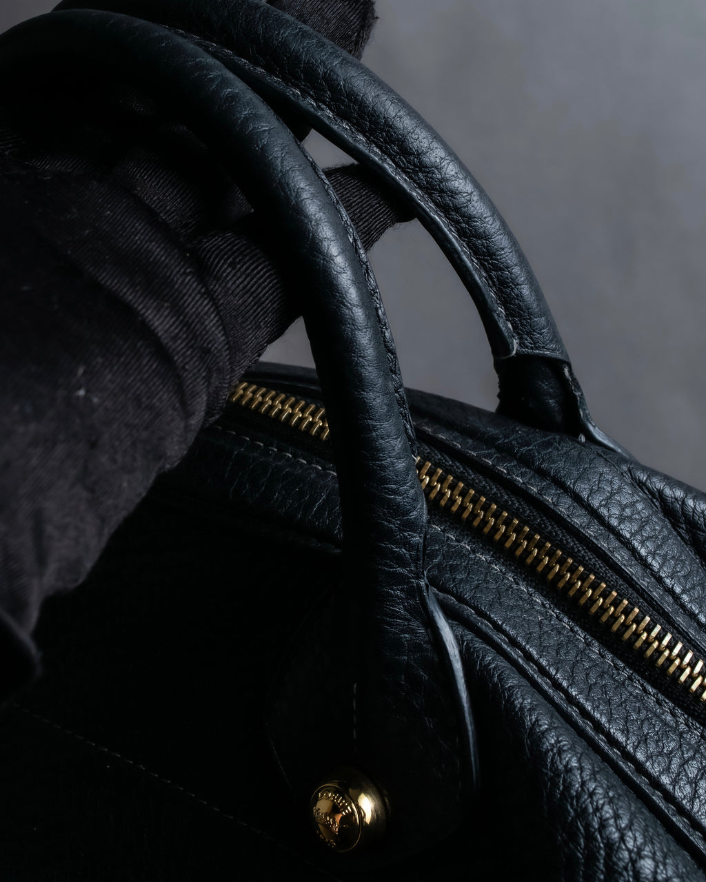 "LOEWE" Flap pocket design ostrich leather bag