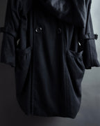 "TORUICHOU" Muffler-style collar military detail coat