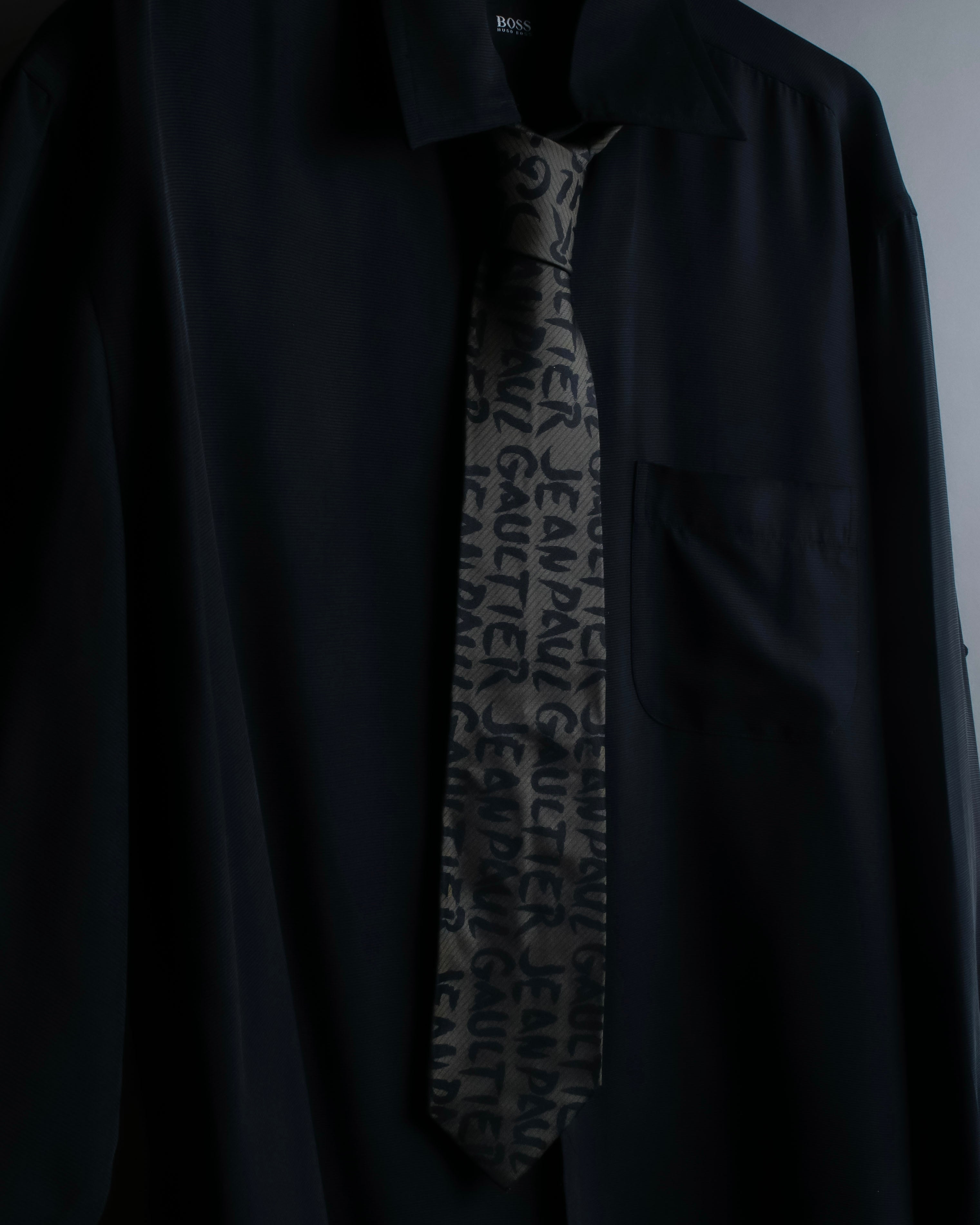 "JEAN PAUL GAULTIER" Typography logo pattern silk neck tie