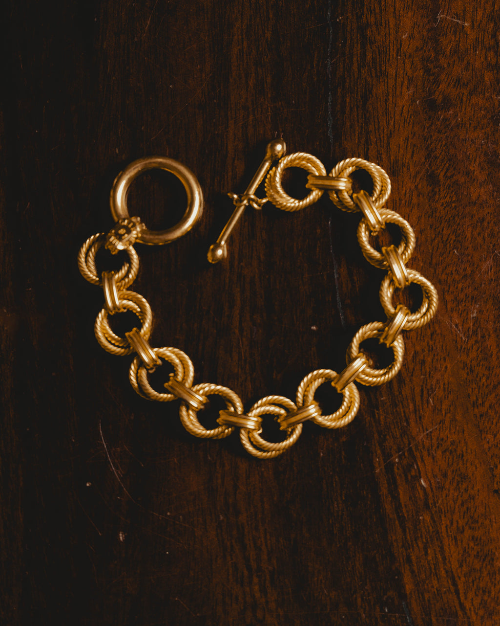 “CELINE” Late 80’s-early 90’s twisted rope circle link toggle bracelet