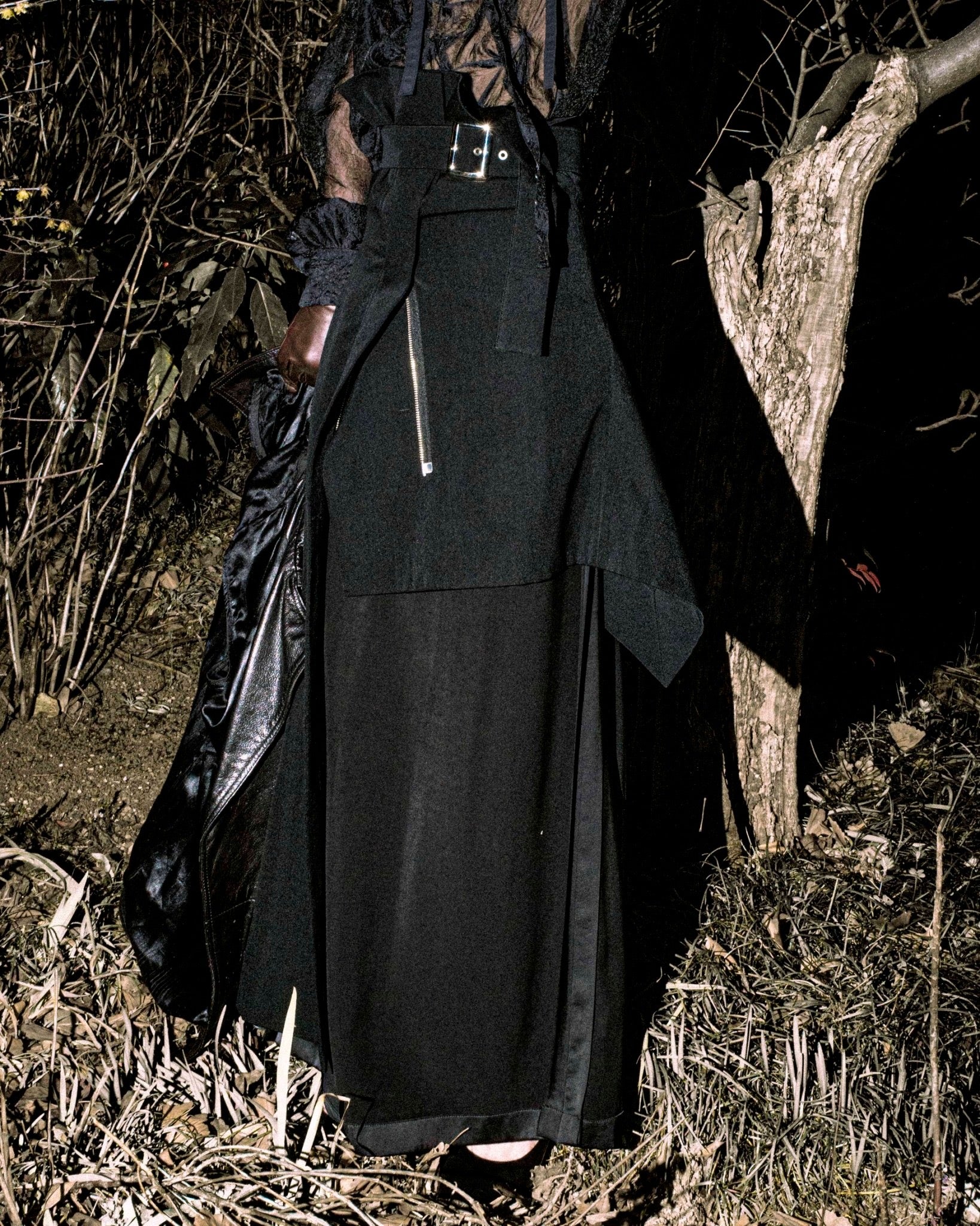 "Yohji Yamamoto" double zip asymmetric skirt