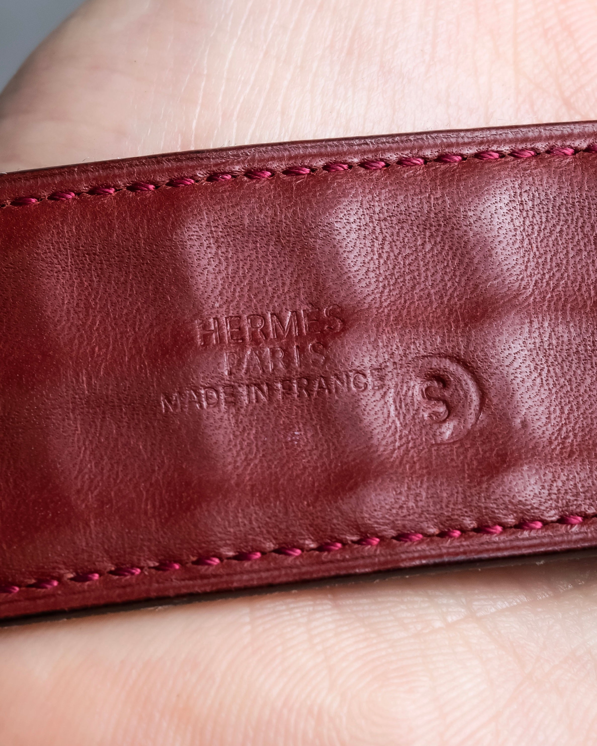 "HERMES" Deutch processing wide leather bracelet