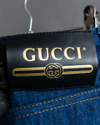 "GUCCI" Logo lapel design one wash flare denim
