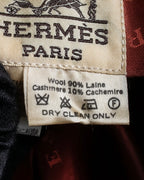 "HERMES" Vintage leather piping design belted tailored jacket