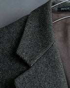 "Burberrys" diagonal striped pure new wool long coat