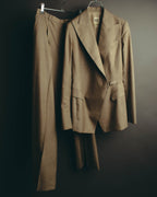 -SPECIAL- "HERMÈS" 90's-00's Wool silk tailored asymmetrical setup suit