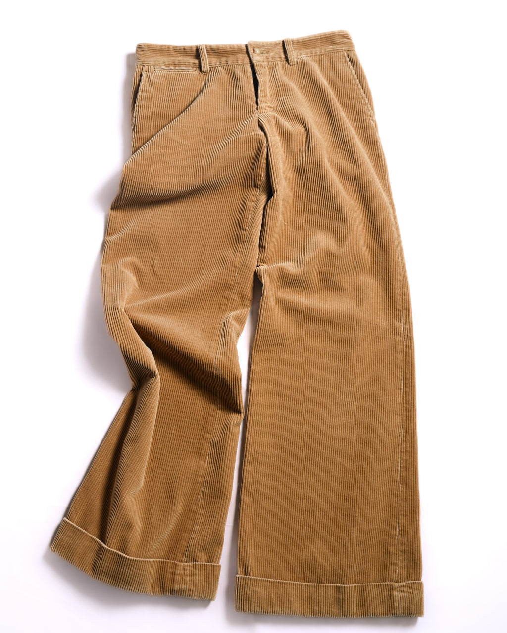 RALPH LAUREN/ Corduroy Cuffed Wide Trousers Brown