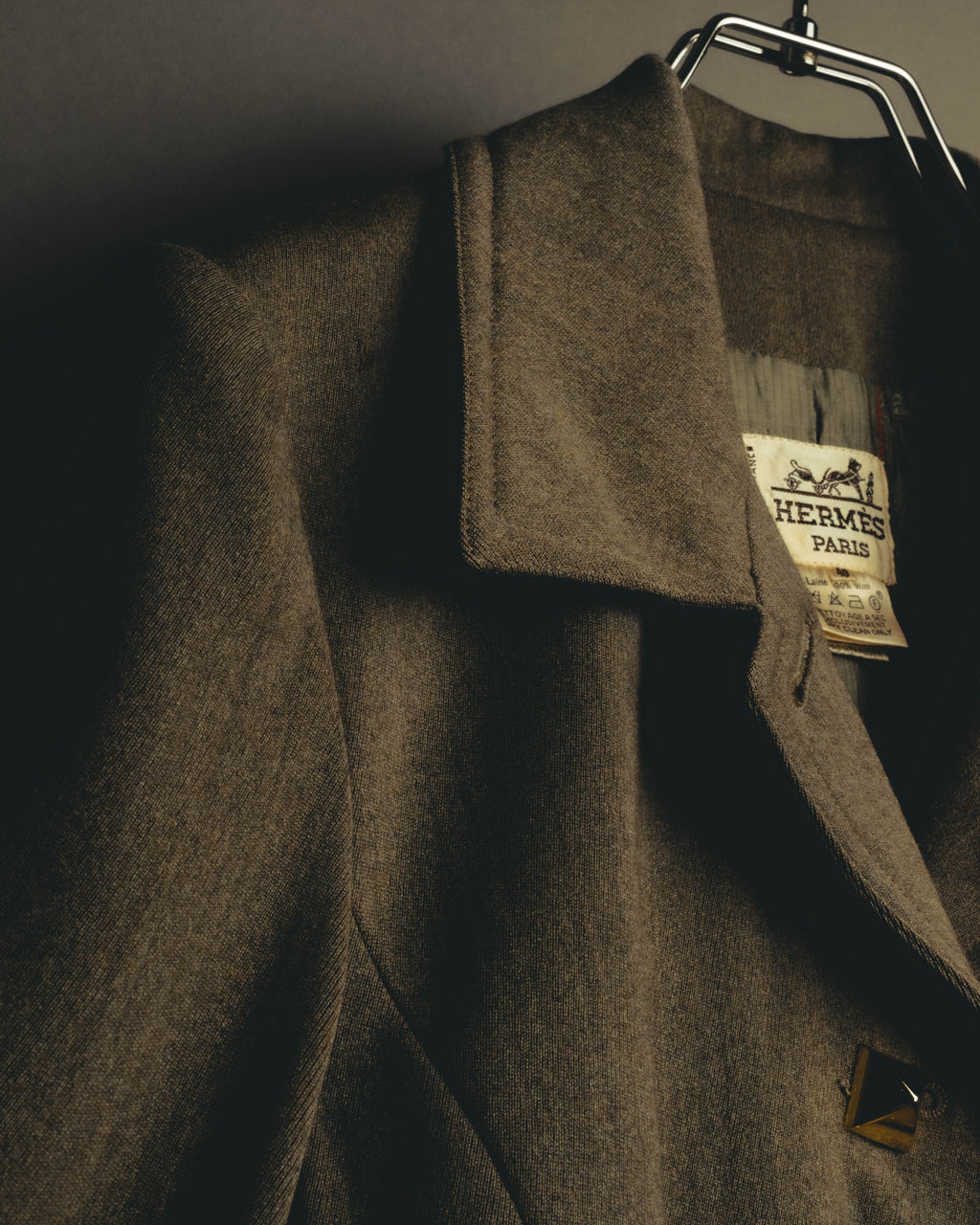 –SPECIAL– "Hermès" 70's-80's Equestrian wool tailored jacket
