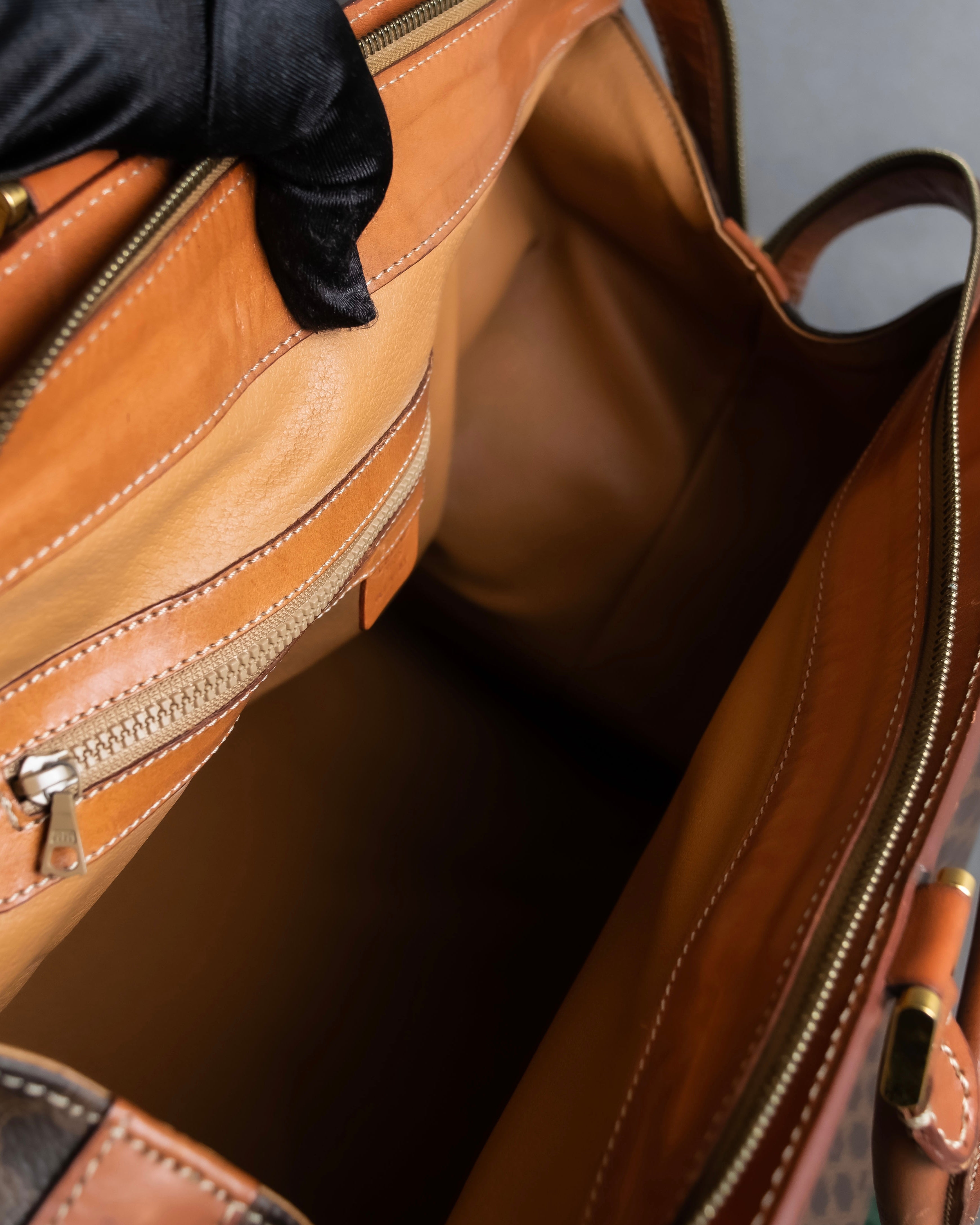 "CELINE" Macadam pattern leather combination boston bag