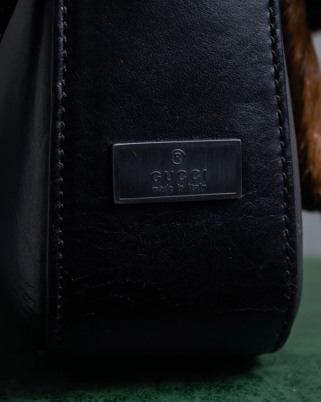 "GUCCI" Combination design hair calf leather bag