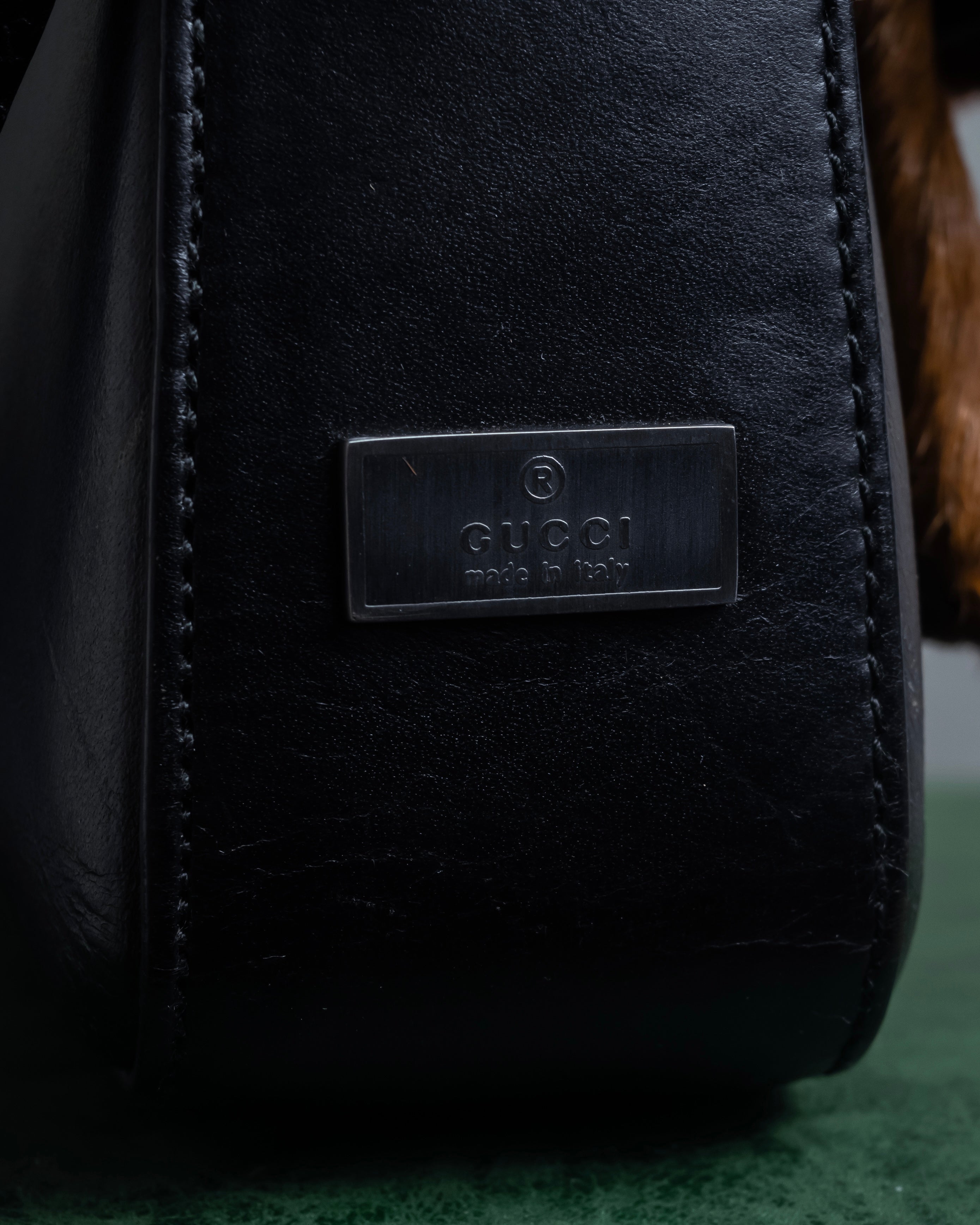 "GUCCI" Combination design hair calf leather bag