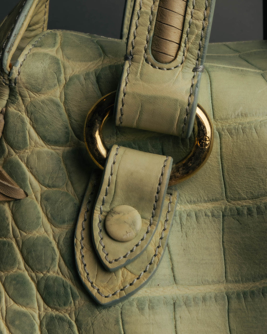 "GIORGIO ARMANI" 00's Crocodile-embossed leather tassel handbag