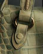 "GIORGIO ARMANI" 00's Crocodile-embossed leather tassel handbag