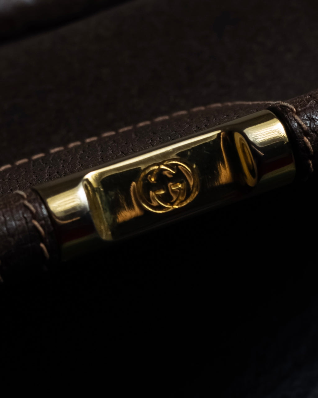 "GUCCI" Bar-shaped fastener design leather shoulder bag