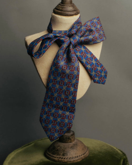 “HERMÈS” 90’s Rope and H motif silk tie