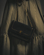 -SPECIAL- "Salvatore Ferragamo" 10's Elegant suede chain shoulder bag